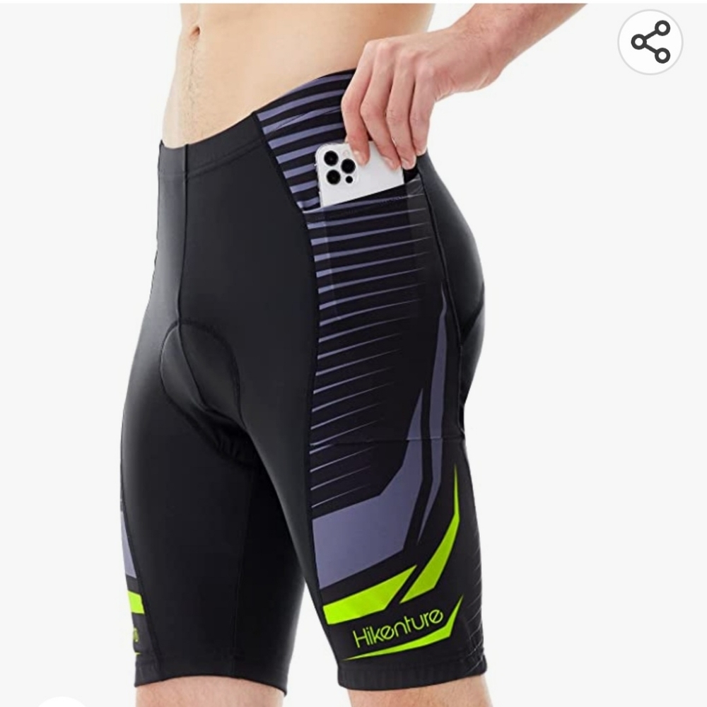 Hikenture Cycling Shorts, Black, Gray & Yellow Size: M